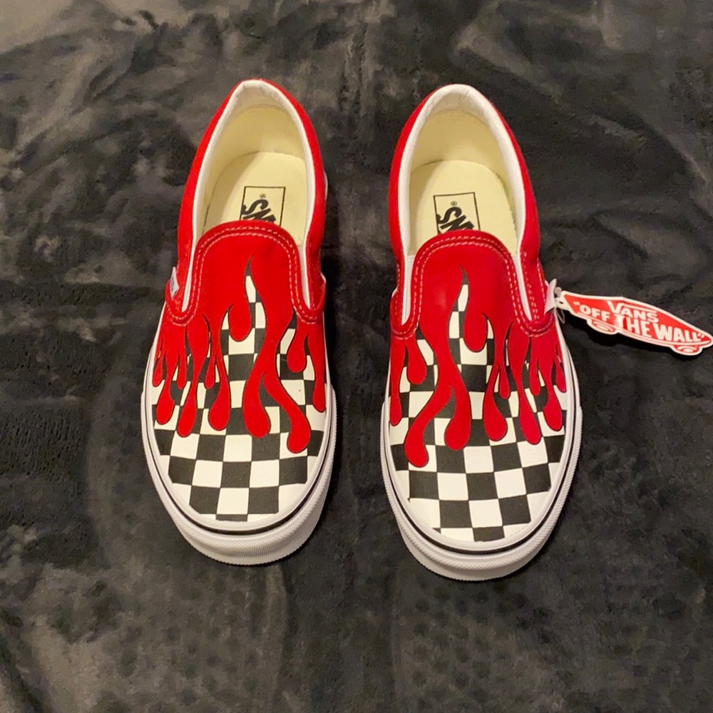 Vans slip on checkered flame sneakers